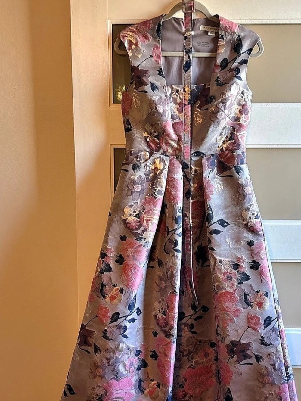 Kay Unger Floral Maxi Dress in Pink & Lavender